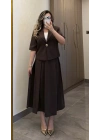 Acı Kahve Etek Blazer Ceket Takım