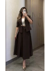 Acı Kahve Etek Blazer Ceket Takım