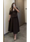 Acı Kahve Etek Blazer Ceket Takım