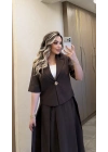 Acı Kahve Etek Blazer Ceket Takım