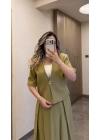 Yeşil Etek Blazer Ceket Takım