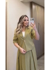 Yeşil Etek Blazer Ceket Takım