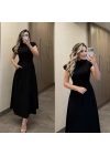 Göğüs Büzgülü Siyah Elbise