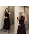 Göğüs Büzgülü Acı Kahve Elbise