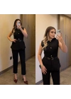 Siyah Kemerli Yelek Takım