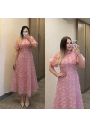 Pembe Güllü Elbise