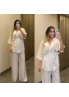Beyaz Tensel Gömlek Pantolon Takım