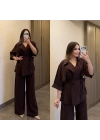 Bordo Tensel Gömlek Pantolon Takım
