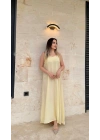 Sarı Askılı Tensel Elbise