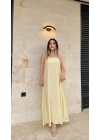 Sarı Askılı Tensel Elbise