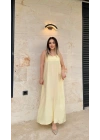 Sarı Askılı Tensel Elbise