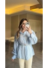 Bebe Mavi Kemerli Modal Gömlek
