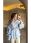 Bebe Mavi Kemerli Modal Gömlek