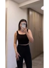 Göğüs Pedli Siyah Crop
