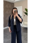 Lacivert Tensel Gömlek Pantolon Takım