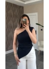 Tek Omuz Denim Bluz