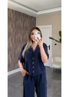 Lacivert Tensel Gömlek Pantolon Takım