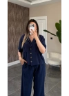 Lacivert Tensel Gömlek Pantolon Takım