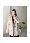Blazer Model Taş Rengi Kaşe Kaban