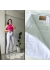 Yüksek Bel Beyaz Mom Jean