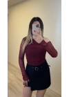 Işıltılı Bordo Bluz