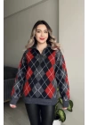 Polo Yaka Baklava Desenli Kazak