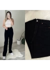 Siyah Likralı Wide Leg Jean Zr