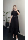 Siyah Poplin Prenses Elbise