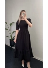 Siyah Poplin Prenses Elbise