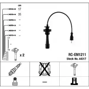 NGK Buji Kablosu Takım (Rc-em1211) - Japon Araçları NGK 44317