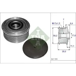 INA Alternatör Kasnağı (59,2 X 35 X 17) - Ford 535 0087 10