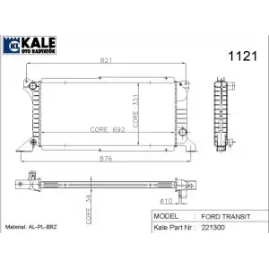 KALE Su Radyatörü (Aleminyum Brazing 32,mm) (0220251AB) - Ford