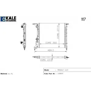 KALE Su Radyatörü (1 Sıra ALB SI) (0527272AL) - Renault / Dacia