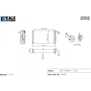 KALE Kalorifer Radyatörü ((Musluklu)) - Fiat / Alfa / Lancia 1781842AL