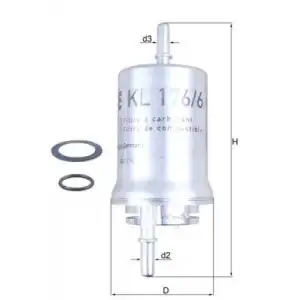 MAHLE Yakıt Filtresi (4 BAR / H155wk) - VW Grubu (VW/Audi/Seat/Skoda) MHL KL176/6D