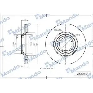 MANDO Fren Diski Ön (Adet : 275 X 5 Havalı) - Kore Araçları (Hyundai/Kia) MBC030137