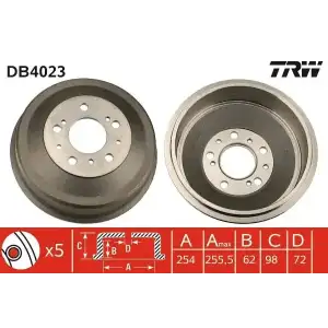 TRW Arka Fren Kampanasi - Fiat / Alfa / Lancia DB4023