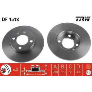 TRW Fren Diski Ön (Ddf042 (Takım Fiyat)) - VW Grubu (VW/Audi/Seat/Skoda) DF1518
