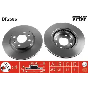TRW Fren Diski Ön (TK 259mm Orta BOY) - Renault / Dacia DF2586