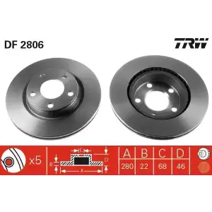 TRW Fren Diski Ön (18398 / Ddf1708 (Takım Fiyat)) - VW Grubu (VW/Audi/Seat/Skoda) DF2806