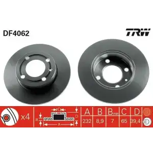 TRW Fren Diski Arka (22876 / Ddf1233) - VW Grubu (VW/Audi/Seat/Skoda) DF4062