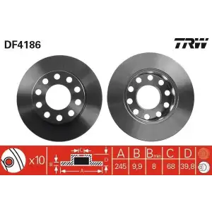 TRW Fren Diski Arka (23570 / Ddf1709 (Takım Fiyat)) - VW Grubu (VW/Audi/Seat/Skoda) DF4186