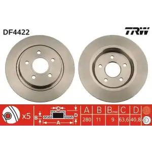 TRW Fren Diski Arka ([280-41 Mm] Takım) - Ford DF4422