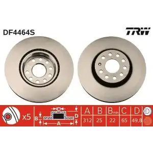TRW Fren Diski Ön (24384 / Ddf1305) - VW Grubu (VW/Audi/Seat/Skoda) DF4464S