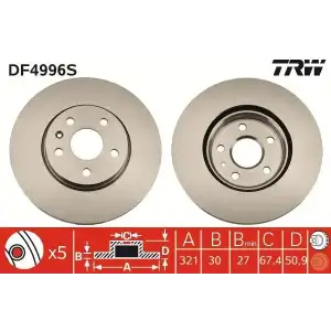 TRW Fren Diski Ön (17 Inch+ 321mm) - Opel DF4996S