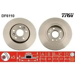 TRW Fren Diski Ön (TK 280mm(5 Bijon)) - Renault / Dacia DF6110