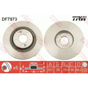 TRW Fren Diski Ön (Takım : 321 X 5 Havalı) - Kore Araçları (Hyundai/Kia) DF7973