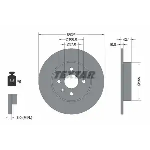 TEXTAR Fren Diski Arka (264x10 4 Bijon) - Opel TX 92124703