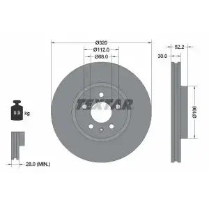 TEXTAR Fren Diski Ön (36231 / Ddf1664 / Df6015s (Adet Fiyat)) - VW Grubu (VW/Audi/Seat/Skoda) TX 92160005