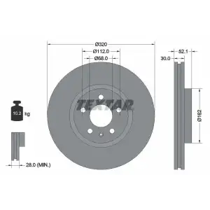 TEXTAR Fren Diski Ön (44022 / Ddf1996c / Df6148 (Adet Fiyat)) - VW Grubu (VW/Audi/Seat/Skoda) TX 92229305